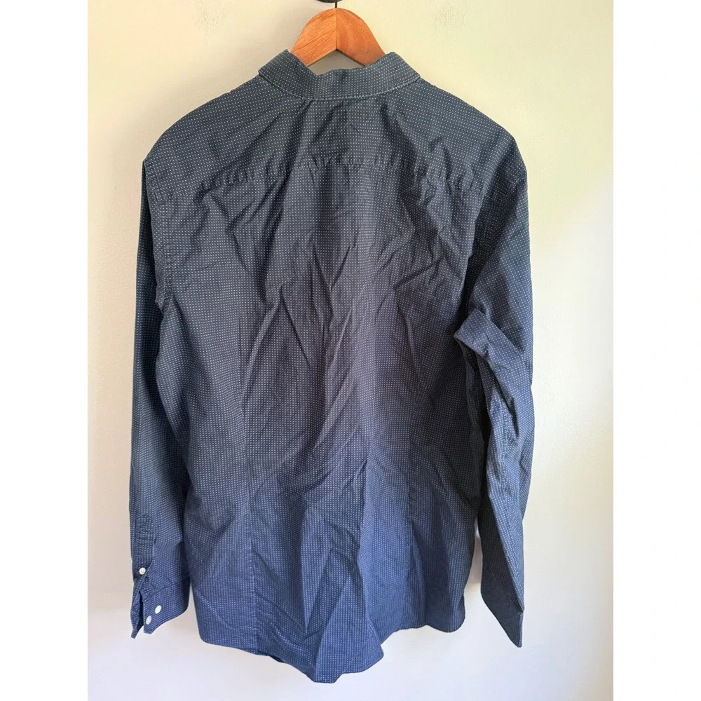 Banana Republic Grant Fit Shirt Mens XL Tall Navy Blue Micro Dot Supima Cotton